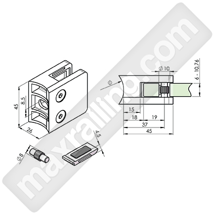 Стърклодържач с плоска основа - чертеж